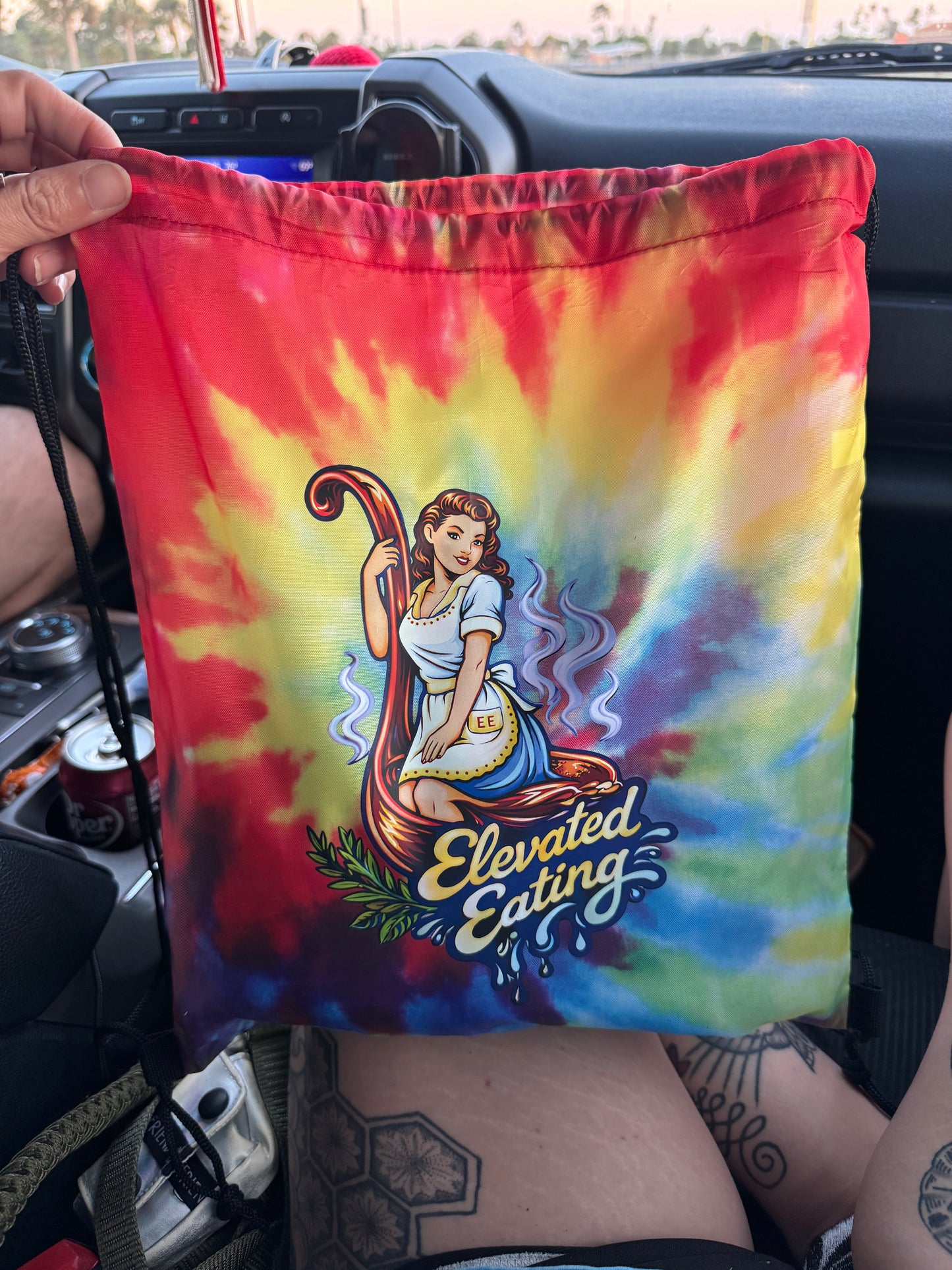 Tie Dye Elevated Drawstring Bag