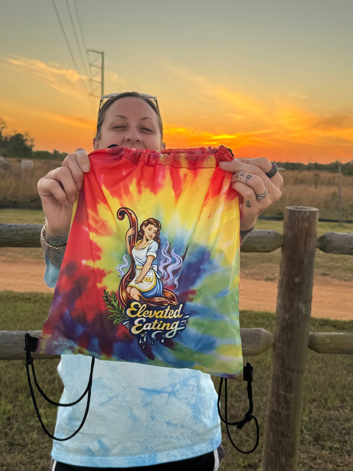 Tie Dye Elevated Drawstring Bag
